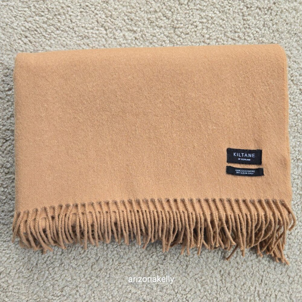 Kiltane of Scotland 100% Cashmere Oversized Scarf Wrap Tan Camel - Picture 16 of 16